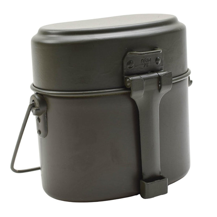 Original German Military Mess Kit Aluminium 3 Delar Grytlock Behållare Olive - GoMilitar