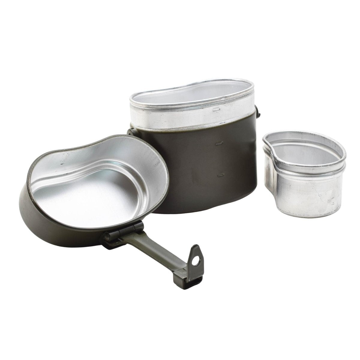 Original German Military Mess Kit Aluminium 3 Delar Pot Lock Behållare Olive