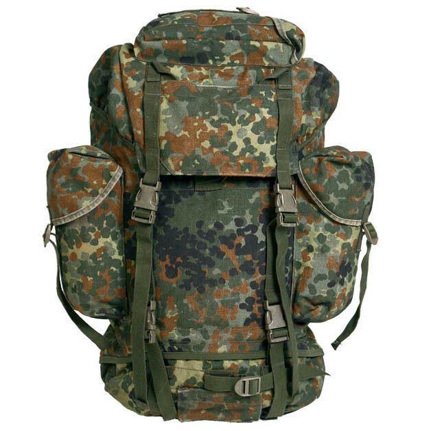 Original tysk militär taktisk ryggsäck 65L stridsryggsäck Flecktarn Camo - GoMilitar