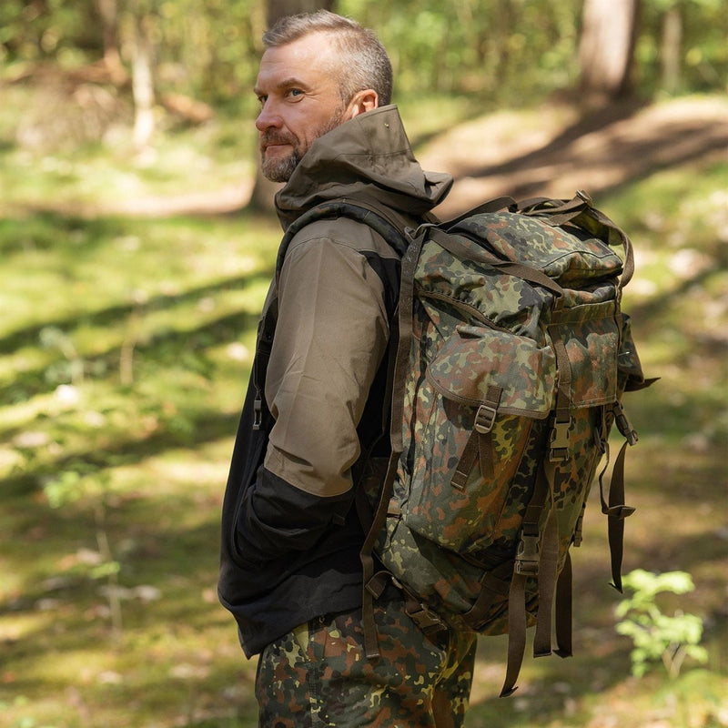 Original tysk militär taktisk ryggsäck 65L Combat Rucksack Flecktarn Camo