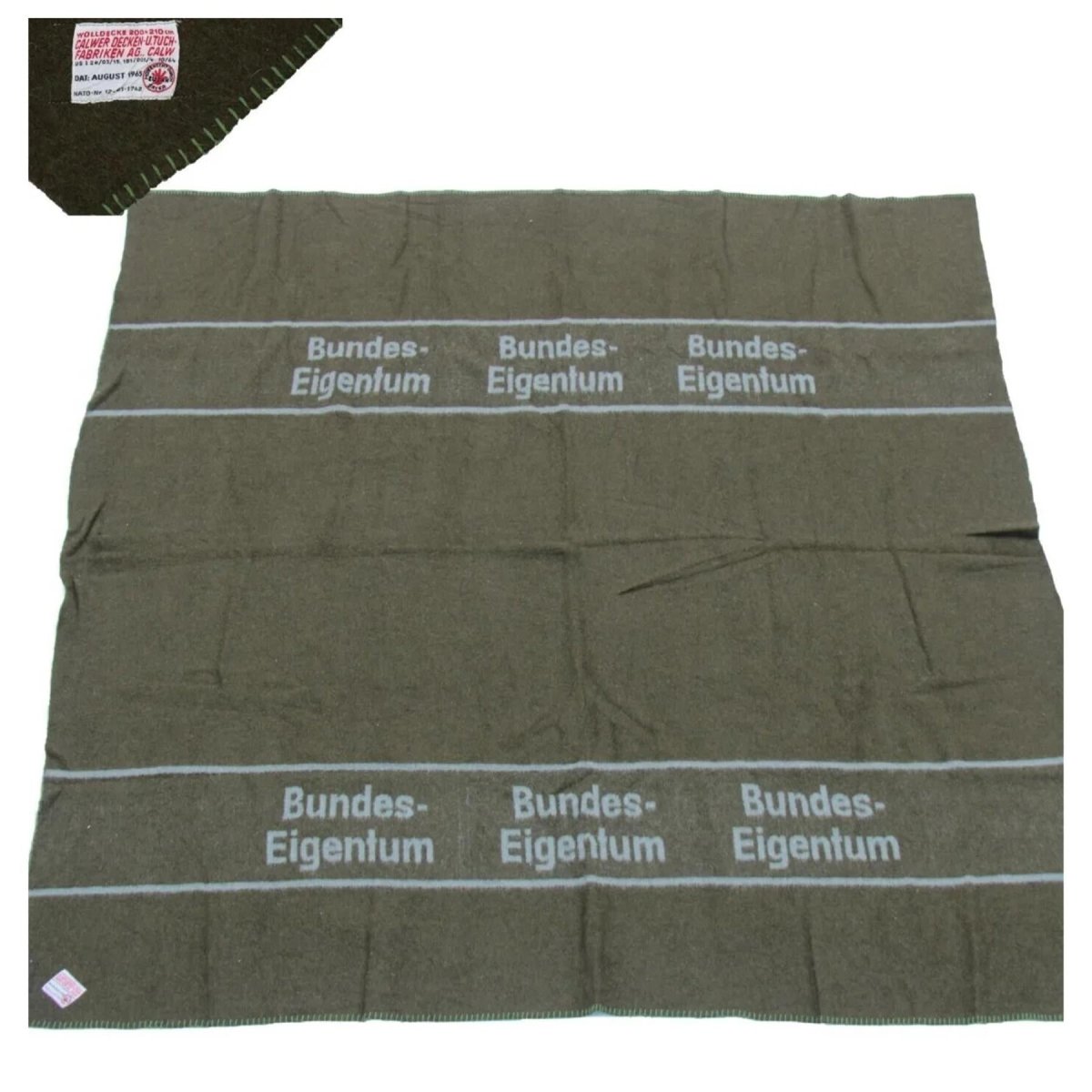 Original tysk militärullfilt 210x200cm Bundeswehr Style Brun