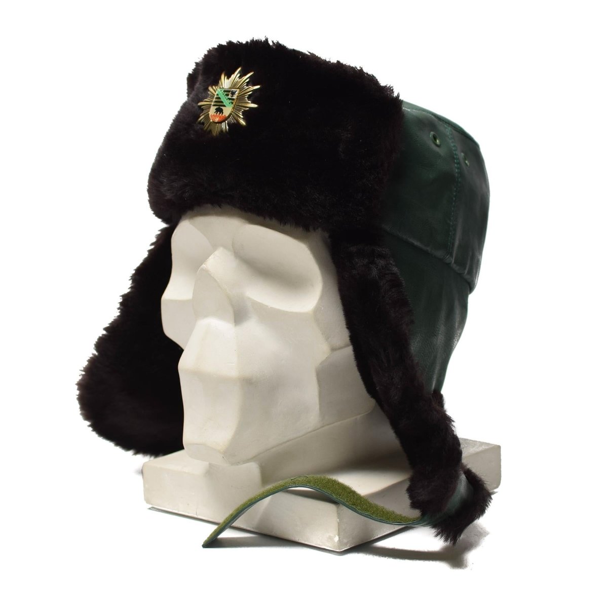 Original tysk polis varm vinterhatt kallt väder faux päls ushanka märke nytt