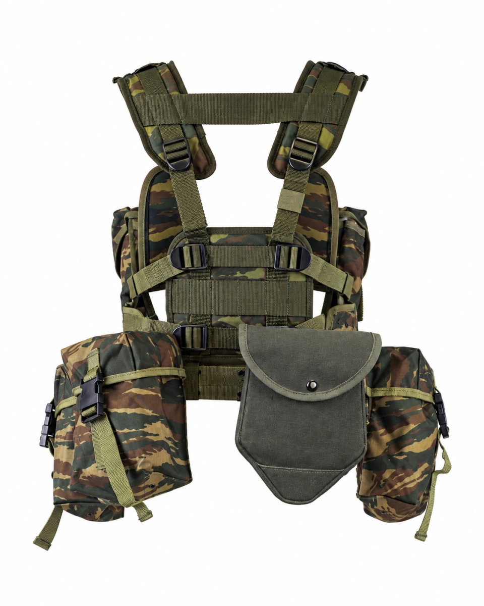 Original grekisk armé taktisk bärande väst 8-delad ödla kamouflage
