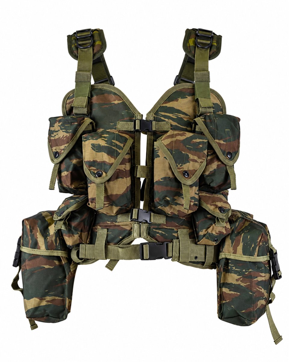 Original grekisk armé taktisk bärande väst 8-delad ödla kamouflage