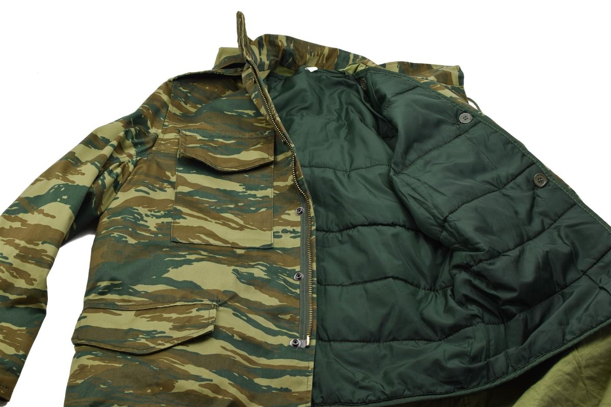 Original grekisk militär M65 Field Jacket Avtagbar liner Army Issue Lizard Camo