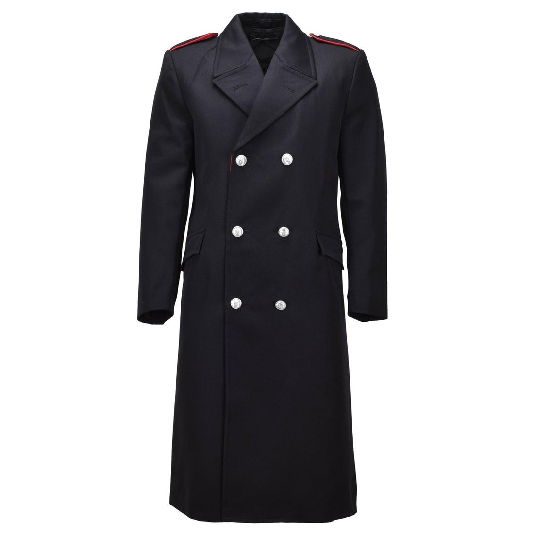 Original italiensk armé carabinieri ullkappa dubbelknäppt uniform svart