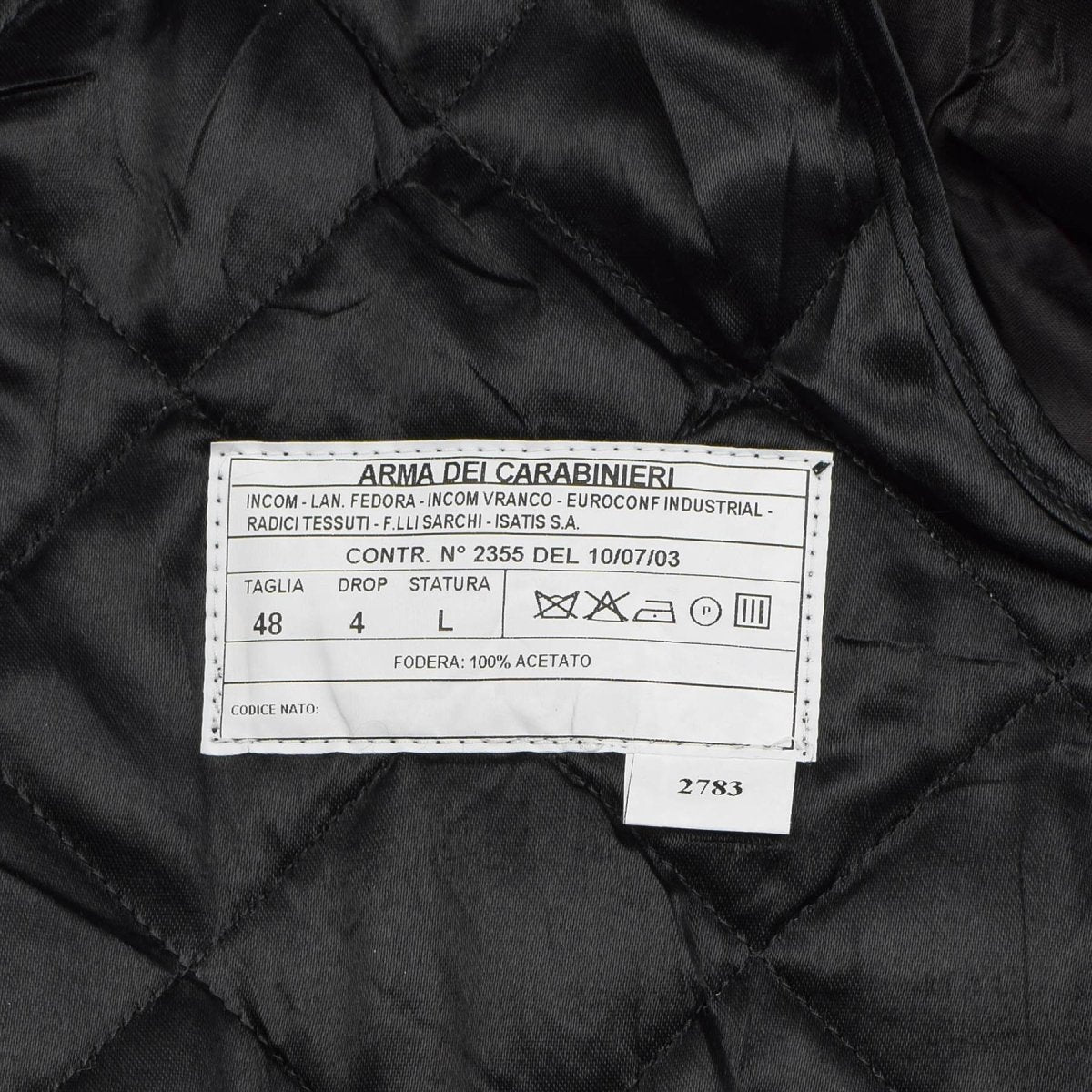 Original italiensk armé carabinieri ullkappa dubbelknäppt uniform svart