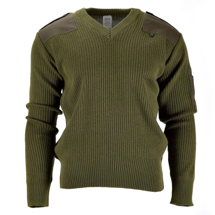 Original italiensk armétröja Commando Jumper grön ull V-ringad tröja NYHET - GoMilitar
