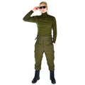 Original italiensk armé tricot skjorta blixtlås under tröja f1 termisk grön od ny