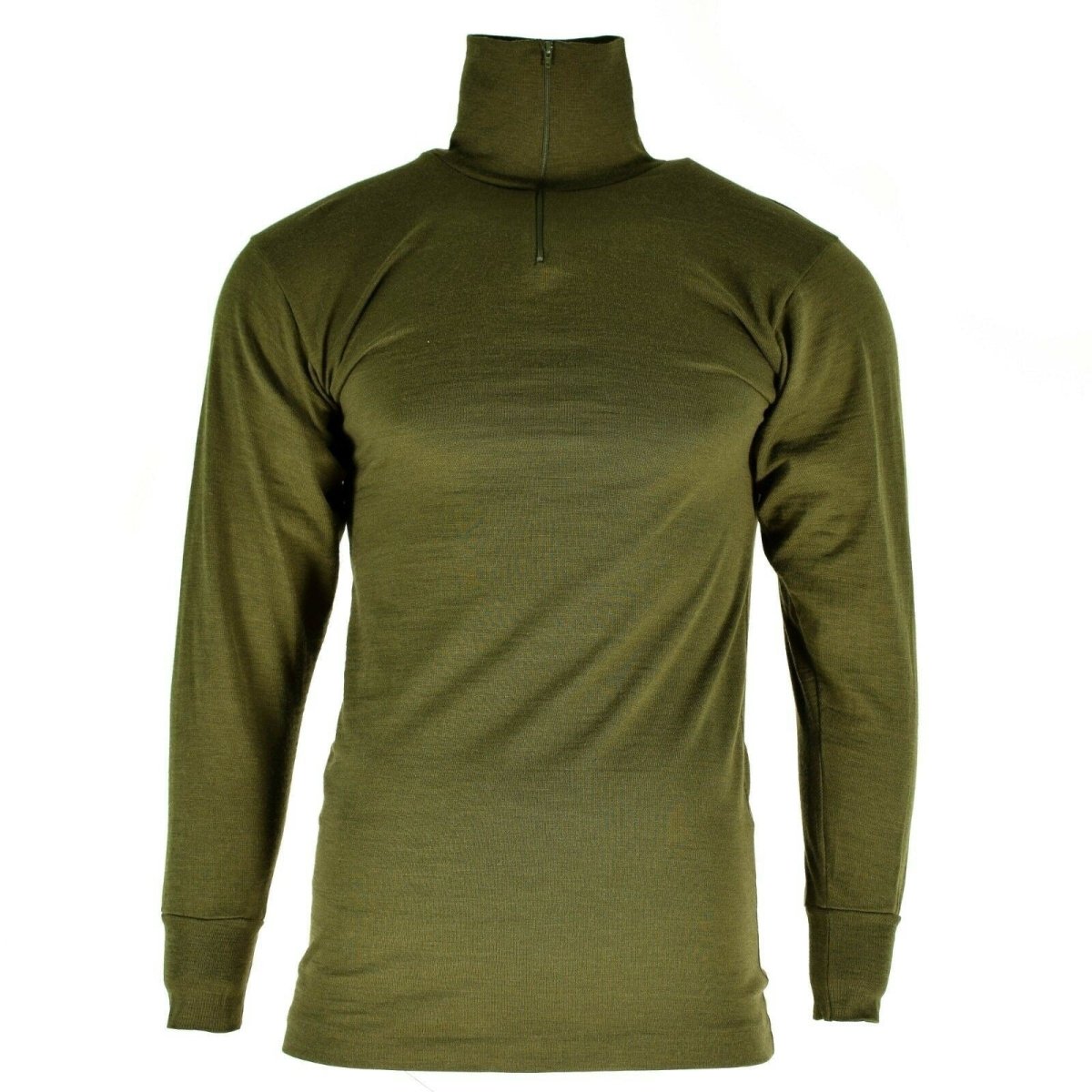 Original italiensk armé tricot skjorta blixtlås under tröja f1 termisk grön od ny