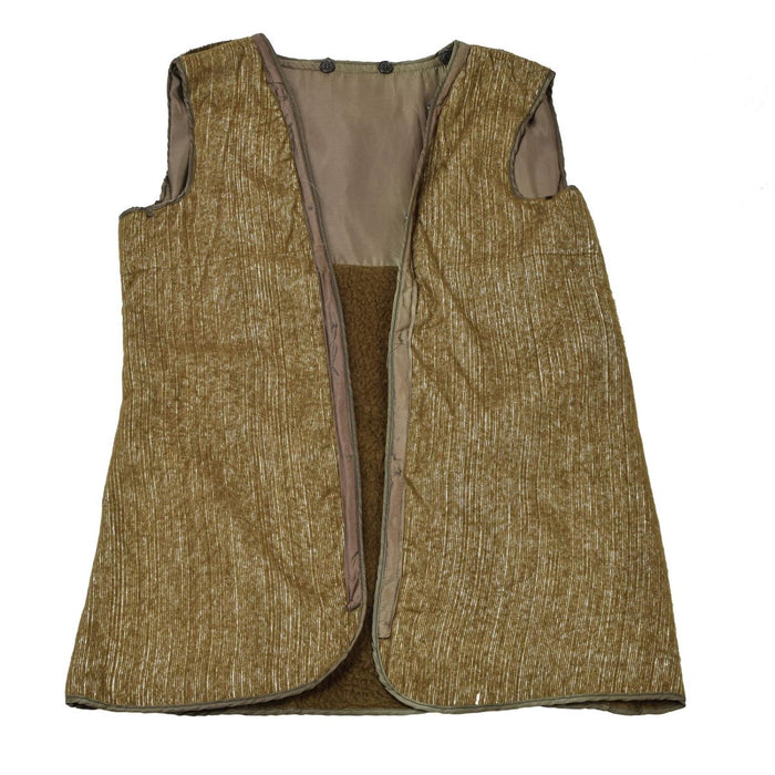 Original italiensk militär brun liner väst täcke fuskpäls vintage varm khaki - GoMilitar