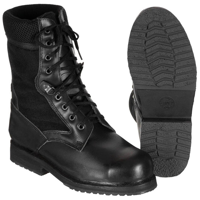 Original italienska militära stridsstövlar Lättviktsläder Semi Seasonal Svart - GoMilitar
