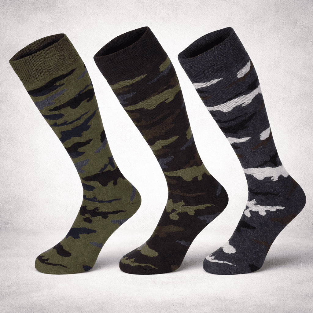 Original italiensk militär Esercito vinterstrumpor långa hög 3-pack kamouflage