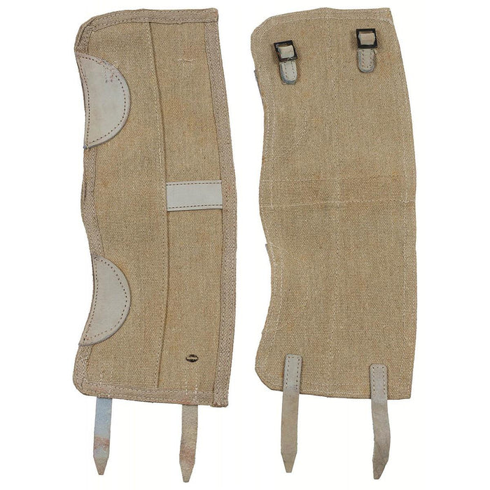 Original italienska militärdamasker Army Boot Benskydd Army Surplus Khaki i slitstark canvas för skydd utomhus och vandringsutrustning