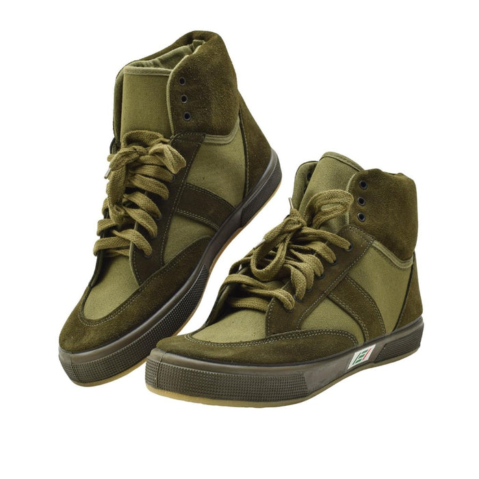 Original italienska militärgymnastikskor High Top Slitstark Design Training Olive - GoMilitar