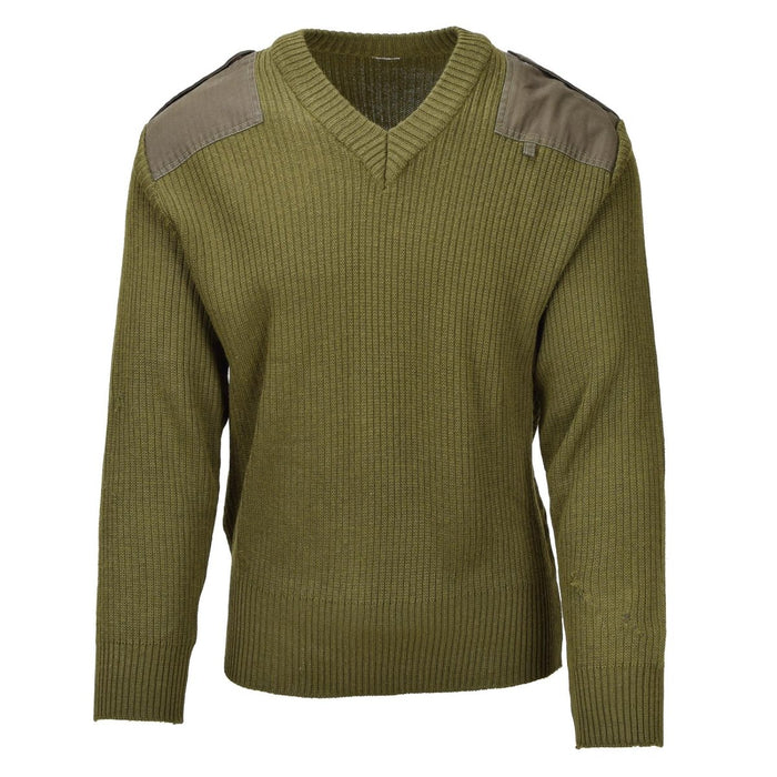 Original italiensk militär tröja i olivull bodywarmer tröja med V-ringad tröja - GoMilitar