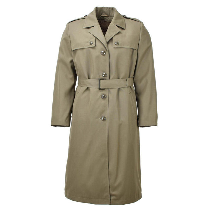 Original italiensk militär dam trenchcoat oliv lång med bälte liner army NYHET - GoMilitar