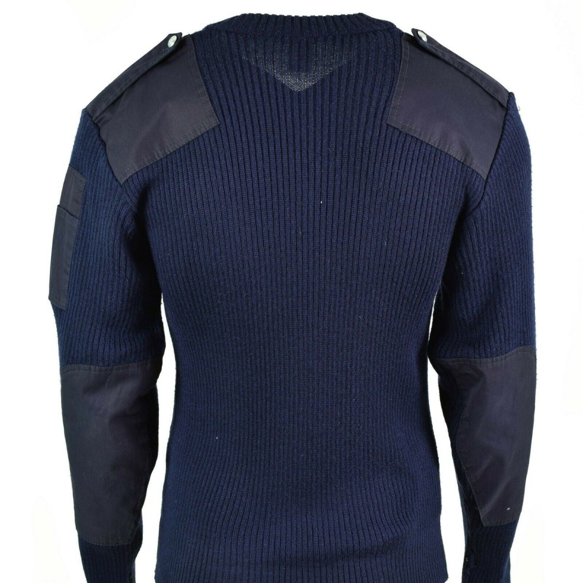 Original italiensk pullover V-hals Commando Jumper mörkblå tröja ull