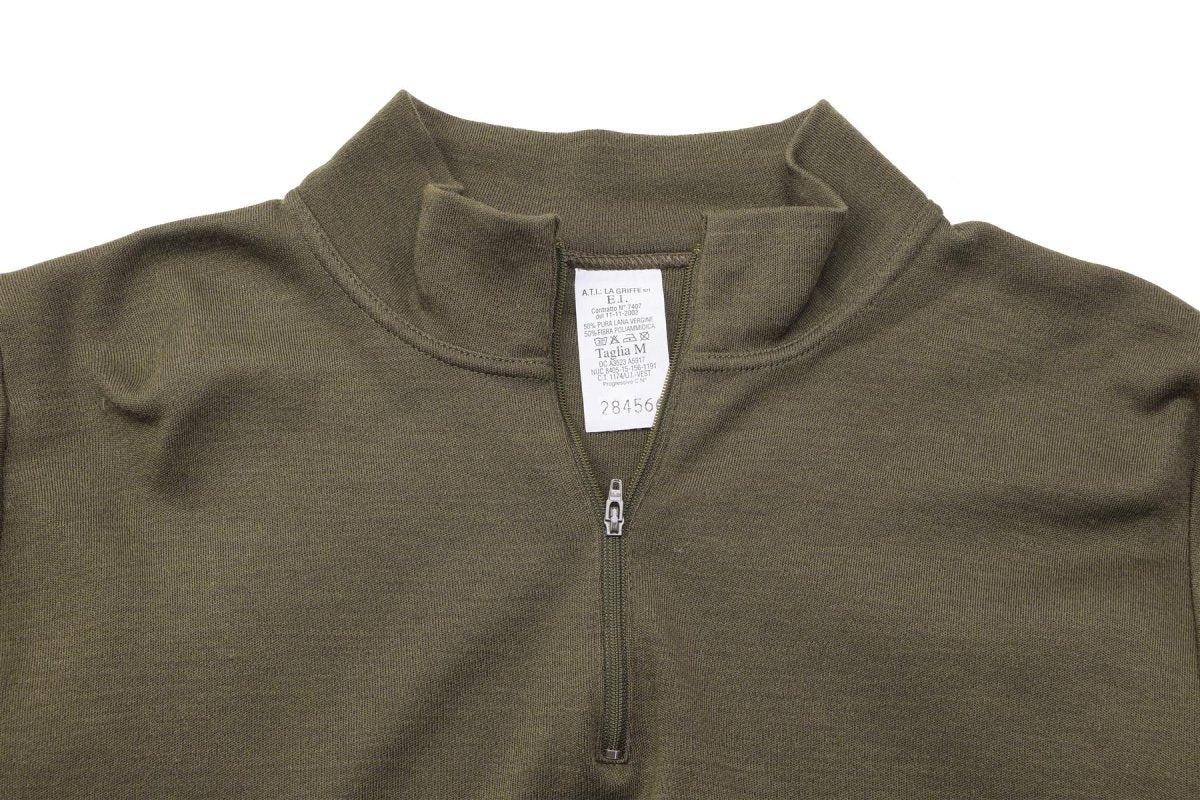 Original Italien Militär skjorta blixtlås under tröja lätt och andas oliv