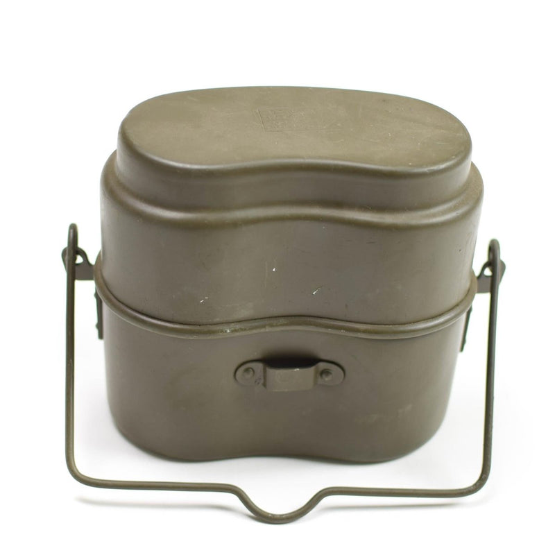 Original Polish Army Mess Kit Aluminium Military Bowler Pot Vintage Camping Olive