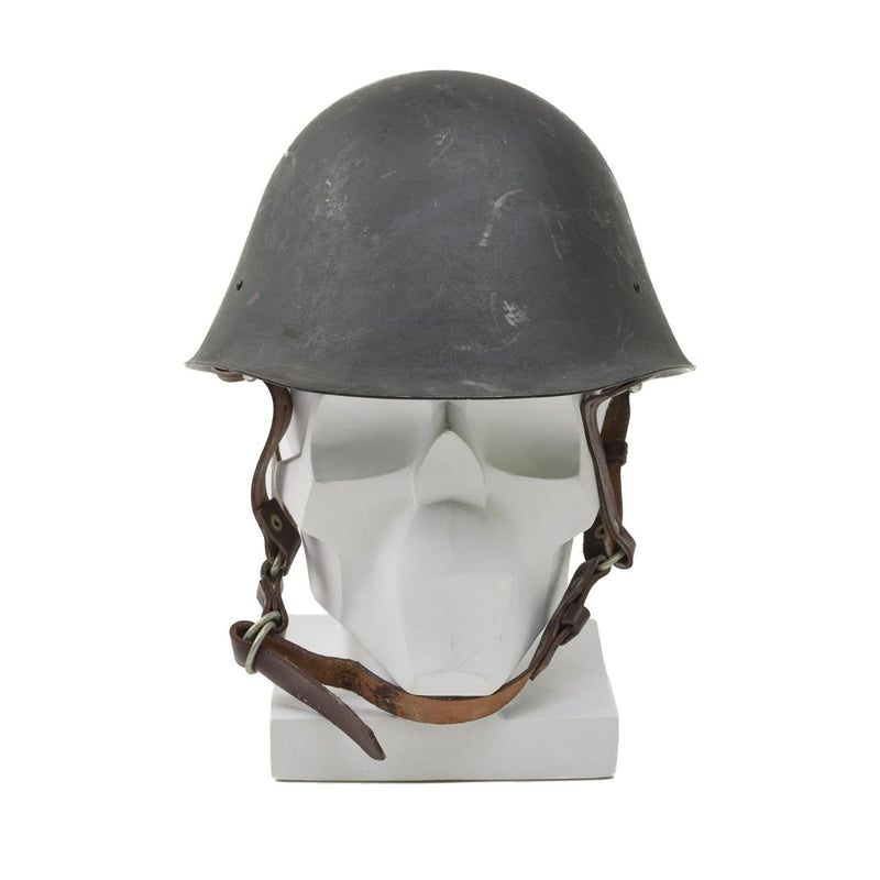 Original rumänska militära taktiska stålhjälm M73 Paratrooper Chinstrap Olive