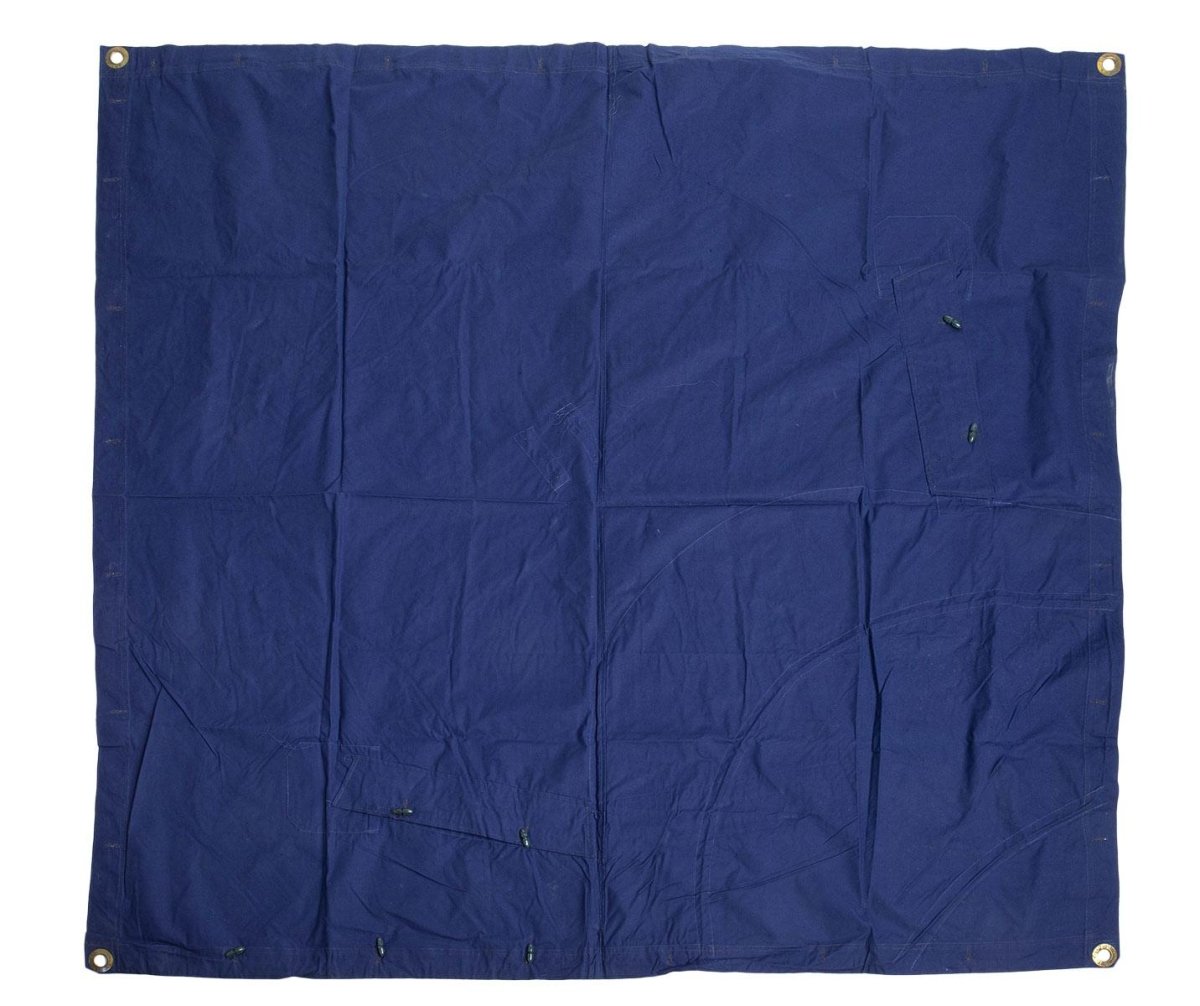 Original rumänsk militär tält presenning blått vattentätt 1.80x1.80 cm överskott