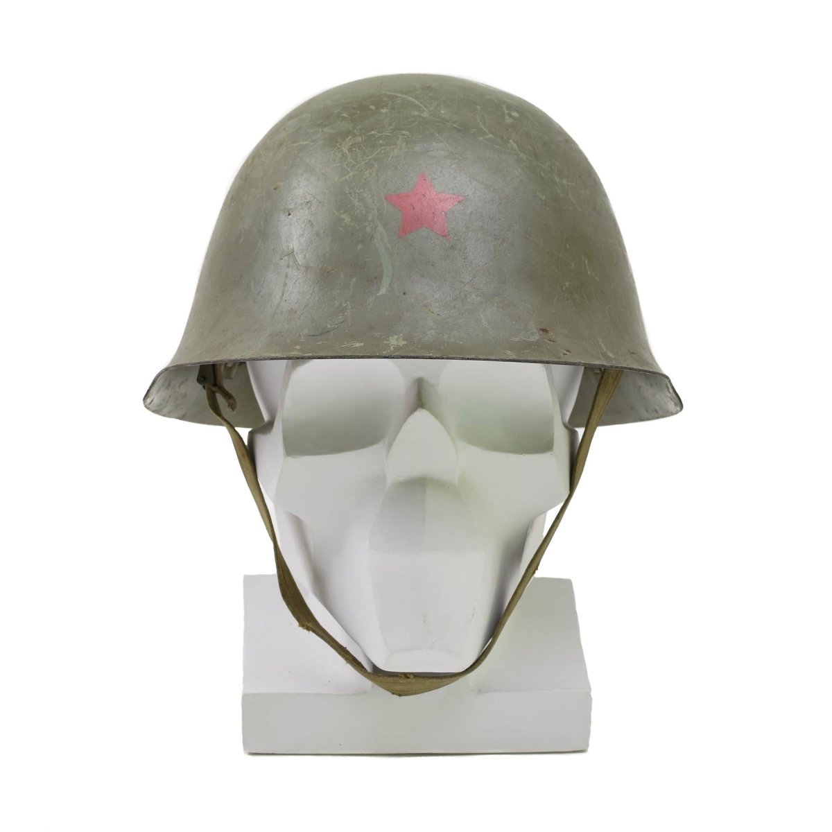Original serbisk taktisk stålhjälm med foderkamputrustning chinstrap oliv
