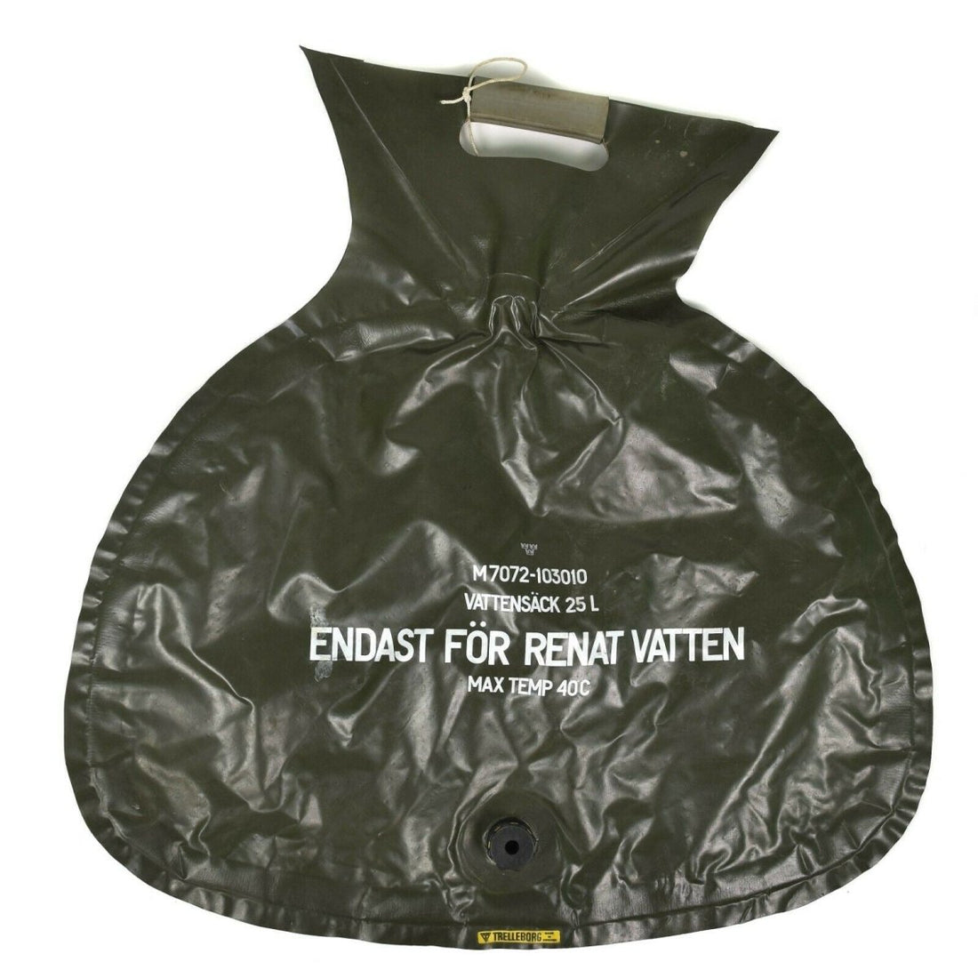 Original Swedish Army 25L vattenpåse med ventilfällbar tank Olive