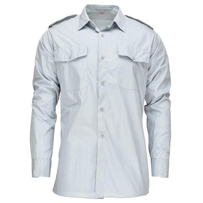 Original Swedish Army Bluish-Gray Shirt Sweden Military Issue With Epaulets New - GoMilitar