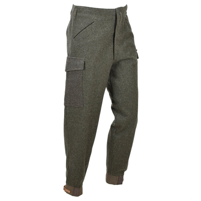 Original Swedish Army M39/58 Field Trousers Wool Cargo Surplus Olive Green - GoMilitar