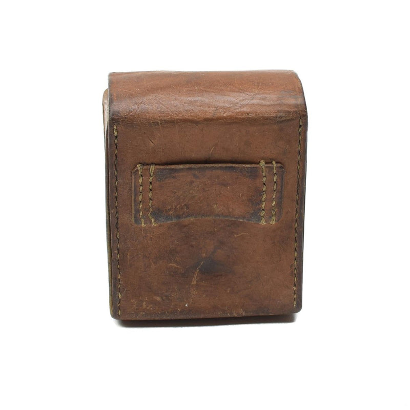 Vintage Swedish military hard leather belt pouch magazine holder with buckle and universal attachment strap