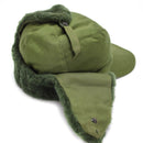 Swedish military winter M59 field cap in green with earflaps and faux fur lining for cold weather protection