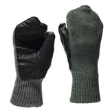 Original Swiss Army Grey Wool Cold Weather Mittens Läderpalm Militär fråga
