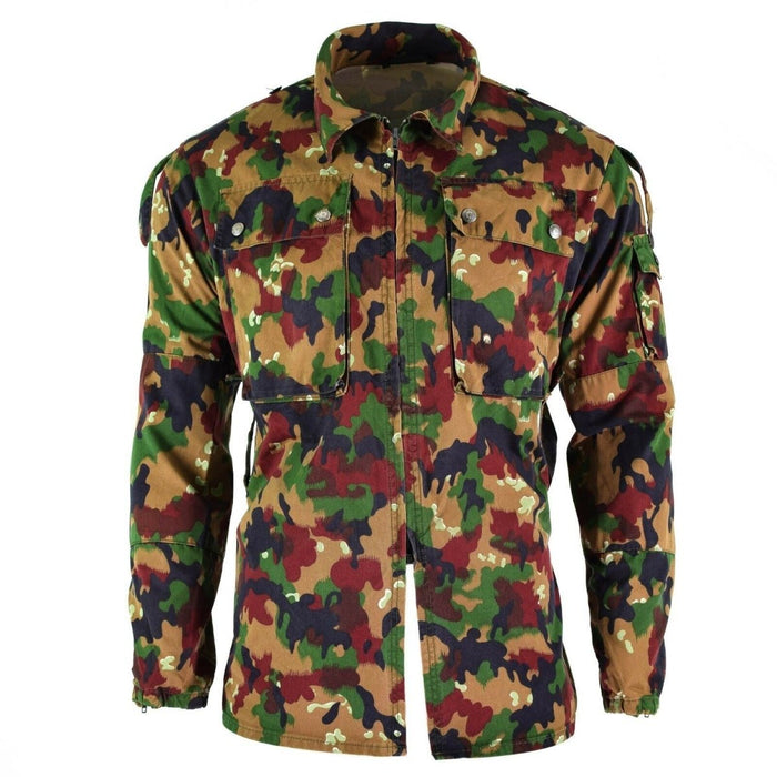 Original schweizisk arméjacka M83 stridsfält Alpenflage Camo Jacket skjorta med dragkedja - GoMilitar
