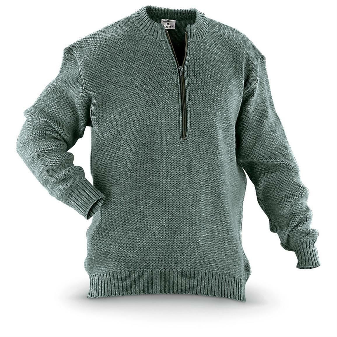 Original Swiss Army Pullover M74 Jumper Grey Virgin Wool tröja med dragkedja