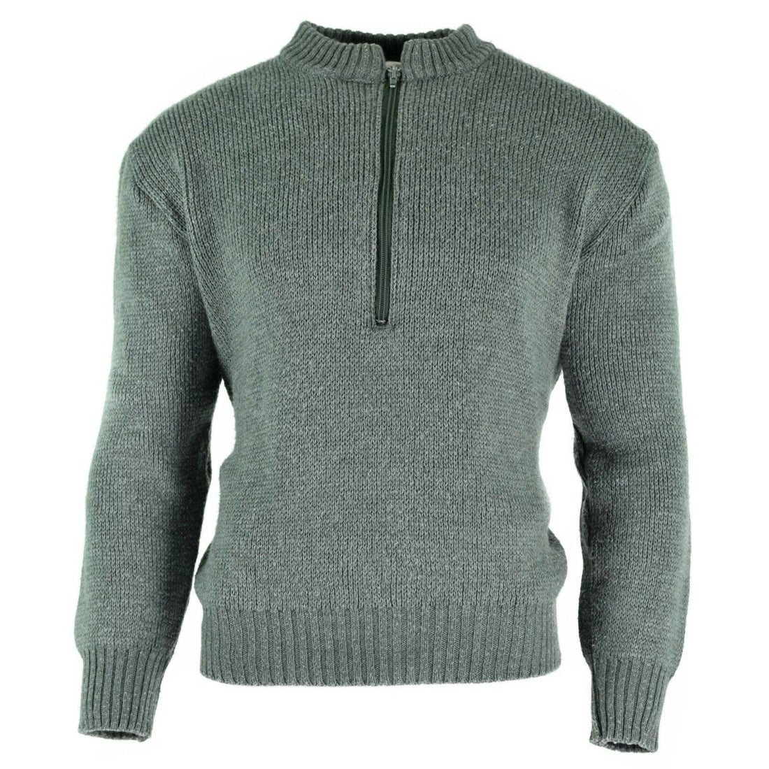 Original Swiss Army Pullover M74 Jumper Grey Virgin Wool tröja med dragkedja