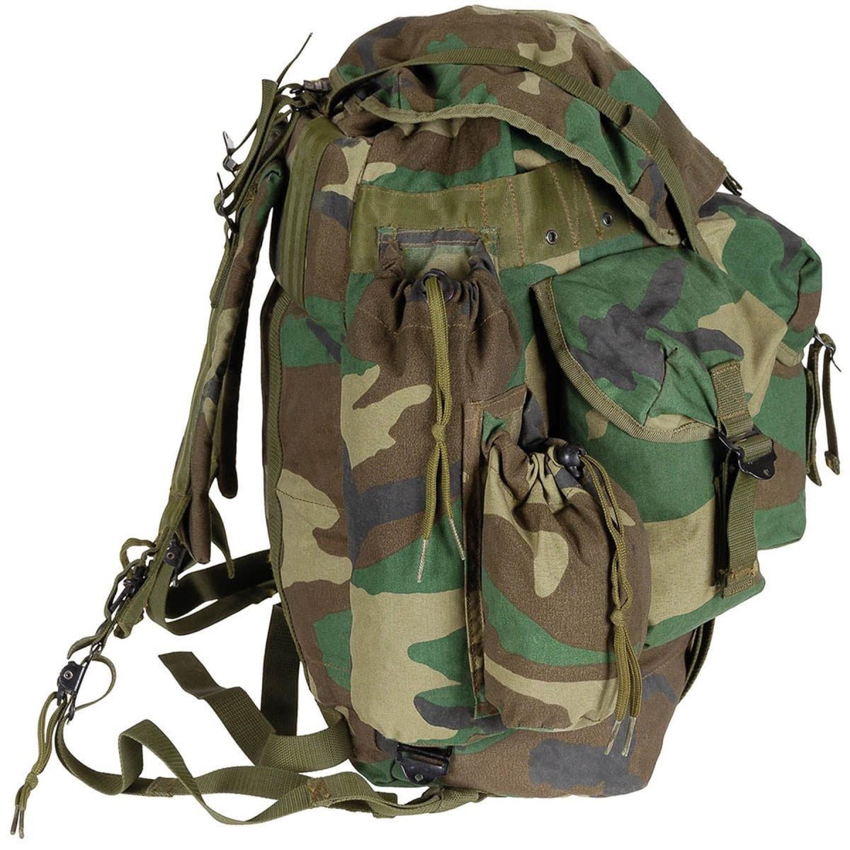 Original Turkish Army 40L Ryggsäck Framfickor Cordura Tyg Woodland Camo
