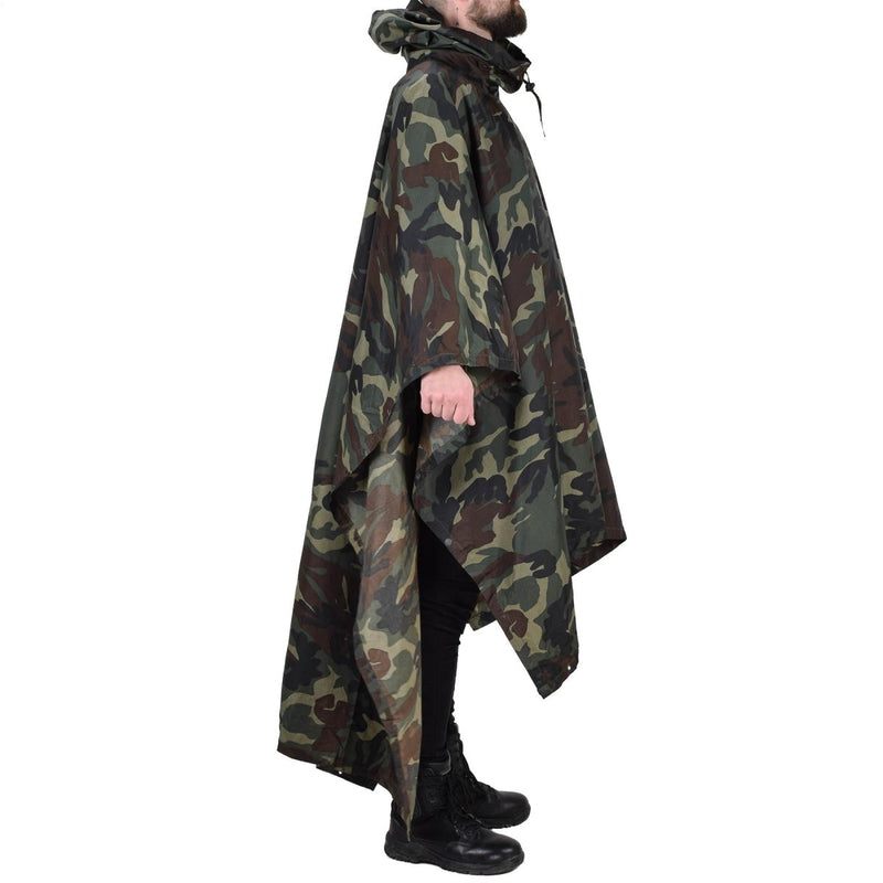 Original Turkish military camouflage poncho water resistant ripstop hooded army - GoMilitar