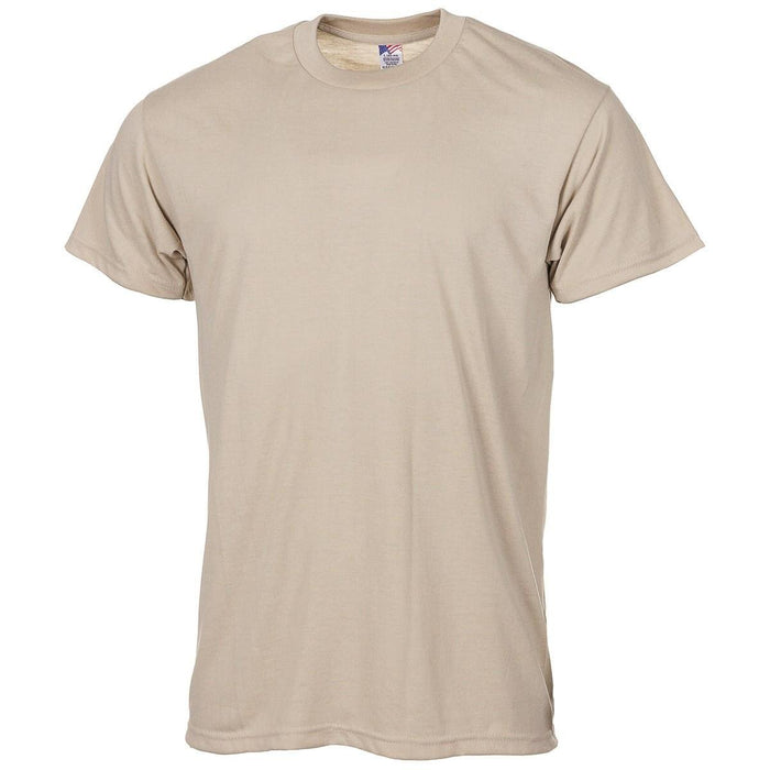 Sandfärgad original amerikansk militär t-shirt gjord av lätt, slitstarkt tyg för komfort och vardagsbruk