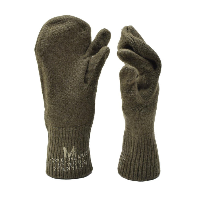 Original amerikanska militära triggervantar i nylonblandning av olivull designade för värme och triggande fingerfärdighet