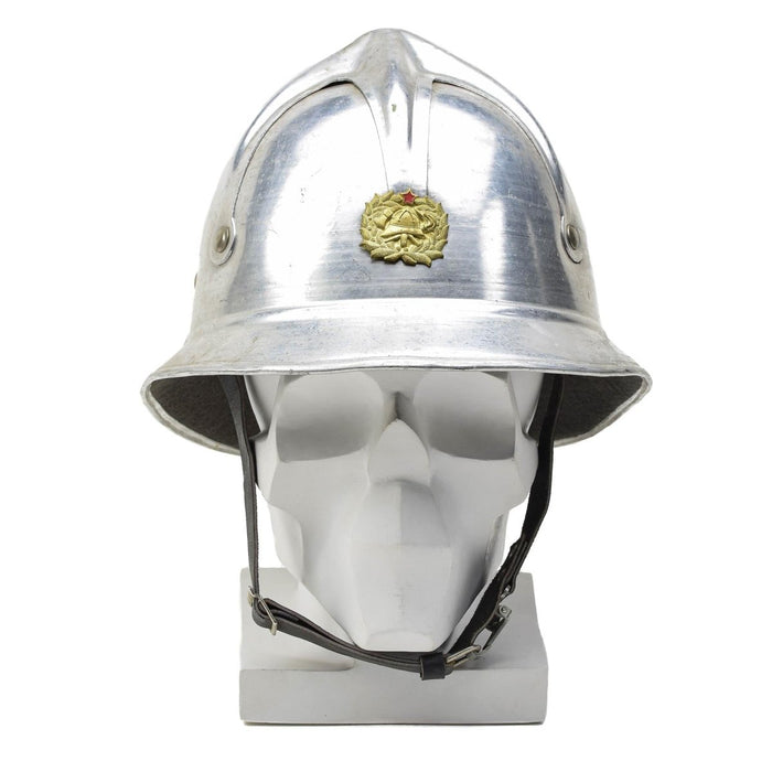 Original Jugoslavien militärgrå brandmanshjälm i aluminium röd startmärke armé - GoMilitar