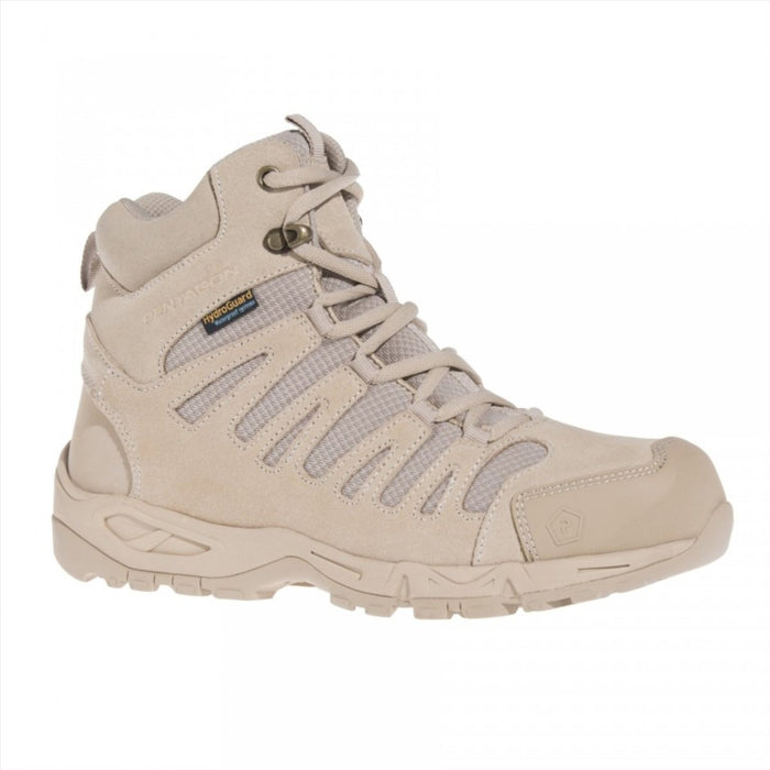 Beige Pentagon Achilles XTR 6 taktisk stövel med mockaläder, nylonnät, vattentät design och robust sula för utomhusbruk