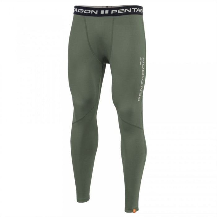 Pentagon Apollo långa termiska leggings i olivgrönt, snabbtorkande polyesterbaslager för utomhusbruk och taktisk användning