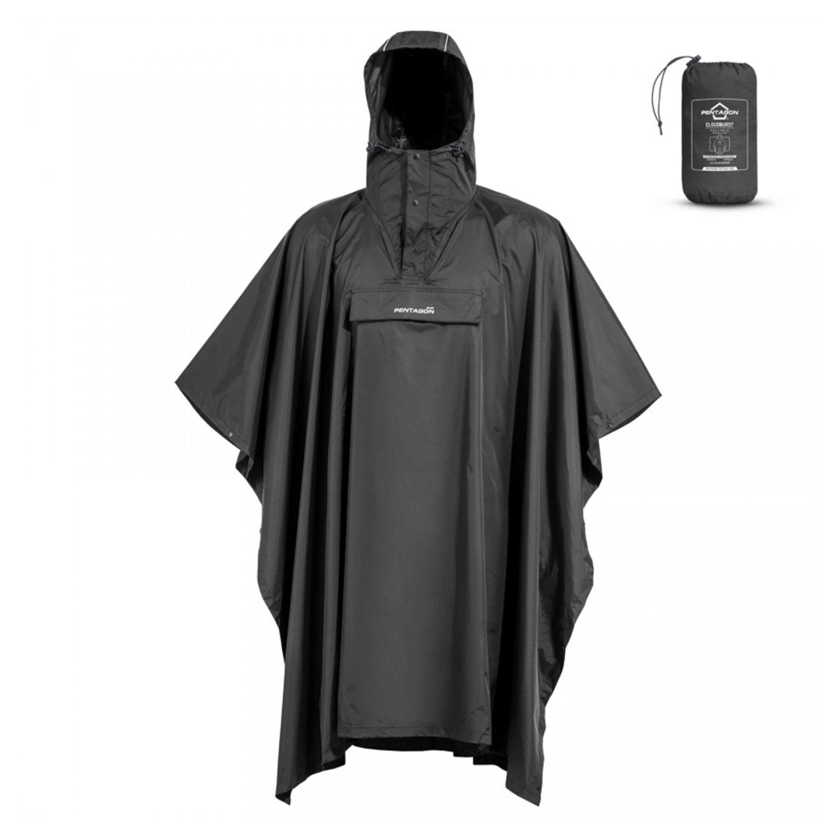 Pentagon Cloudburst Packable Poncho vattentäta andningsbara reflekterande detaljer