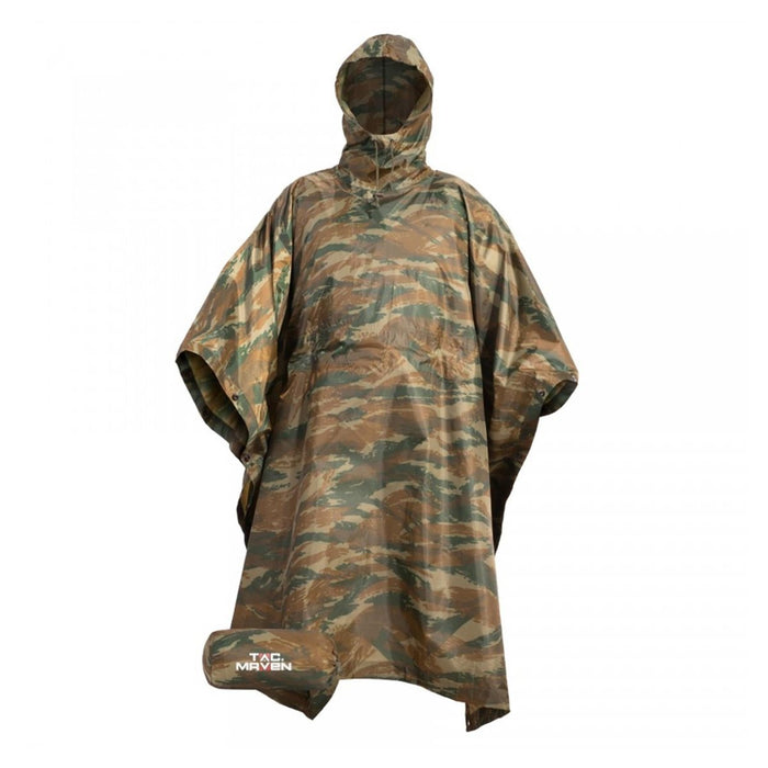 PENTAGON Vattentät Ripstop Poncho Justerbar Huva Compression Pack Lizard Camo - GoMilitar