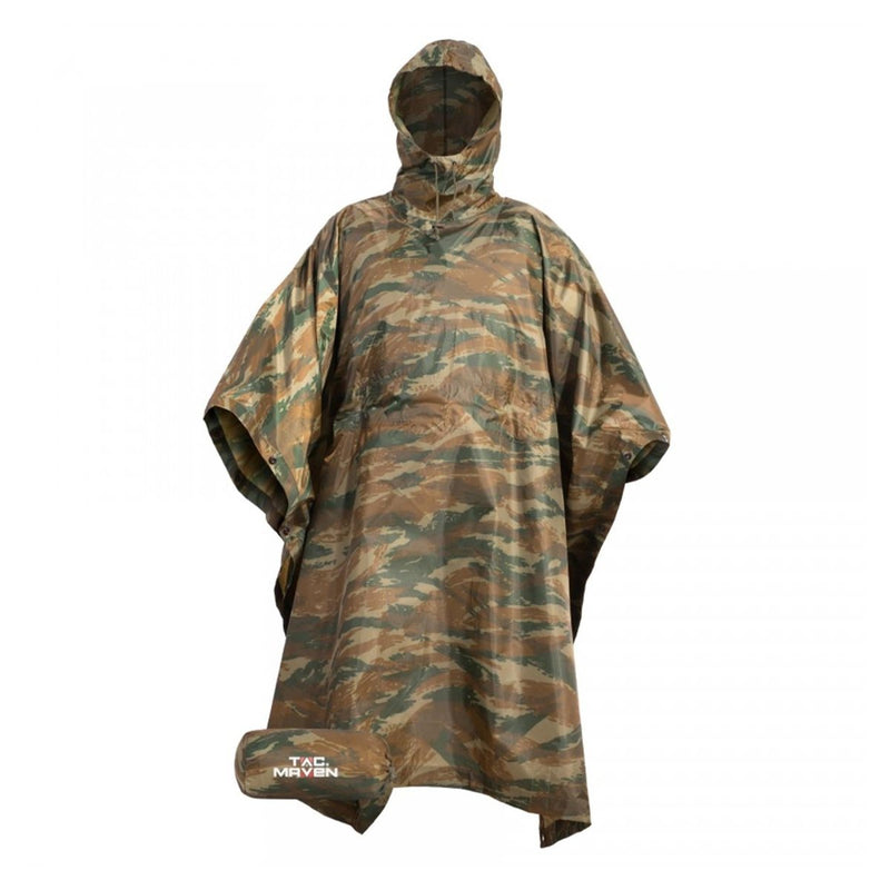 PENTAGON Waterproof Ripstop Poncho Adjustable Hood Compression Pack Lizard Camo - GoMilitar