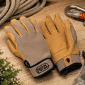 Petzl Cordex klätterhandskar Dubbla läderlager Rappelrep Hantering Beige