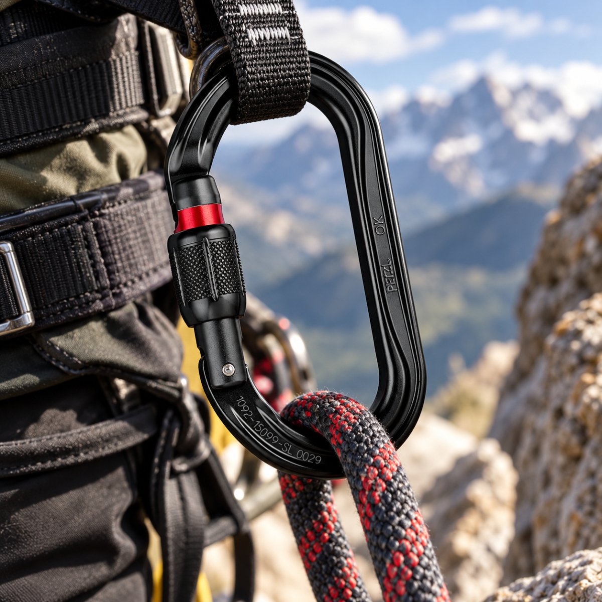 PETZL OK SKRUVLÅS Symmetrisk aluminiumkarbinrigg Svart 24kN