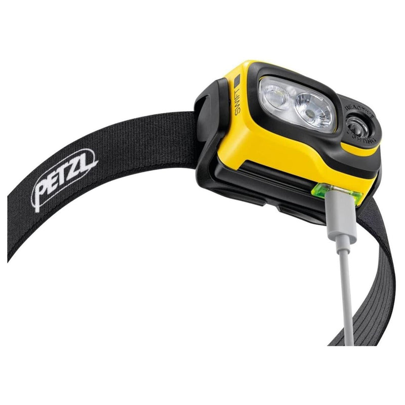 Petzl Swift Rl Head ficklampa 1100 Lumen uppladdningsbar vattenbeständig gul