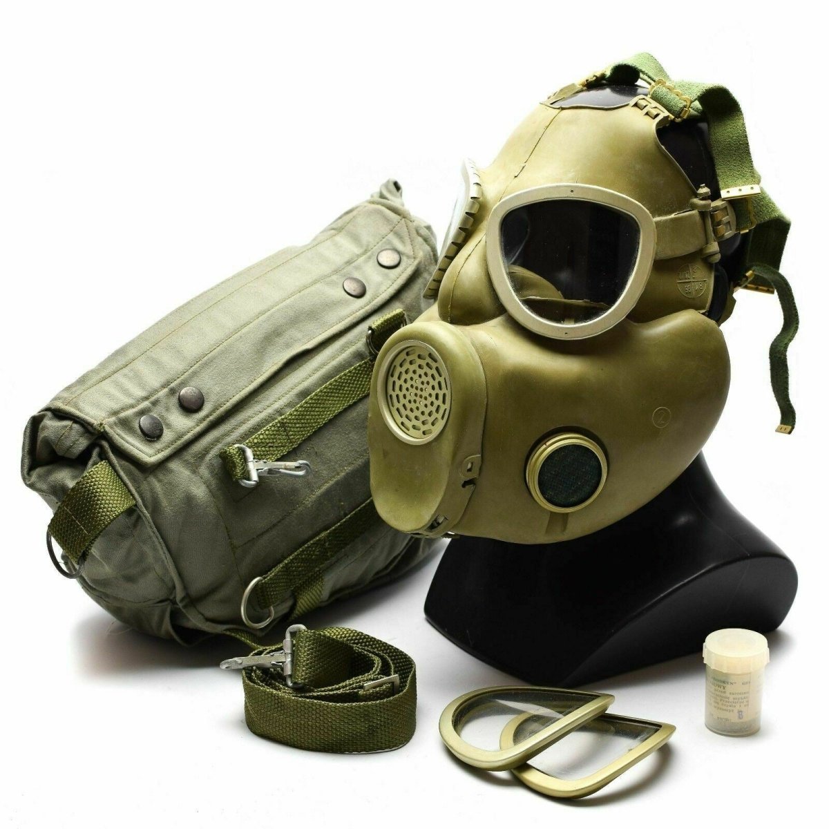 Polsk militär gasmask MP-4 äkta respiratorisk kemisk grå oliv od ny